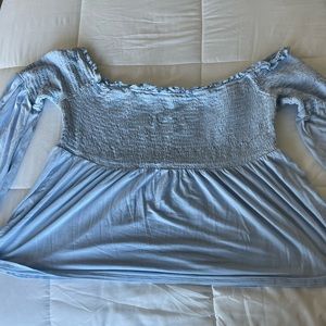Women’s off the shoulder light blue blouse